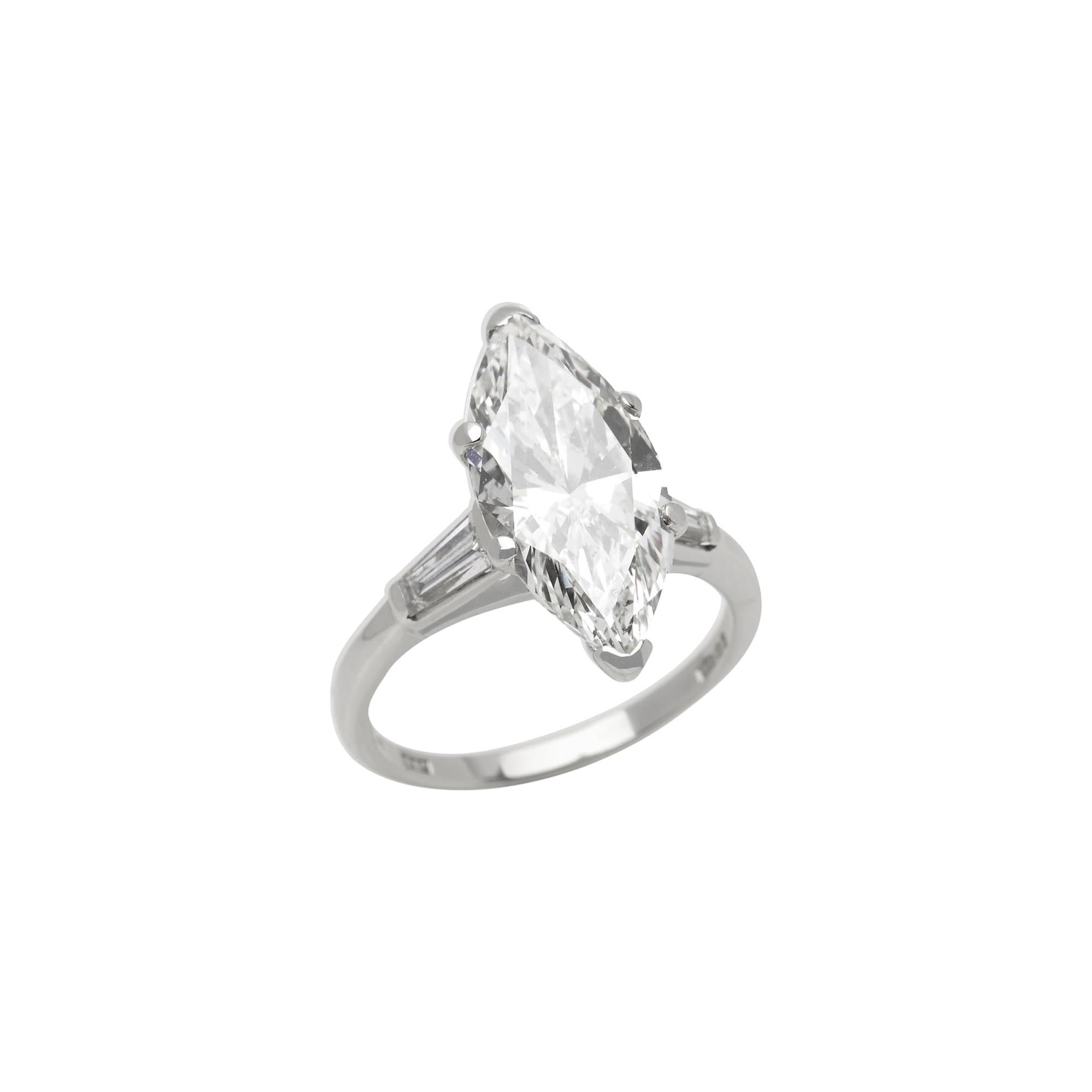 Platinum 4.18 Carat Certified Marquise Cut Diamond Engagement Ring