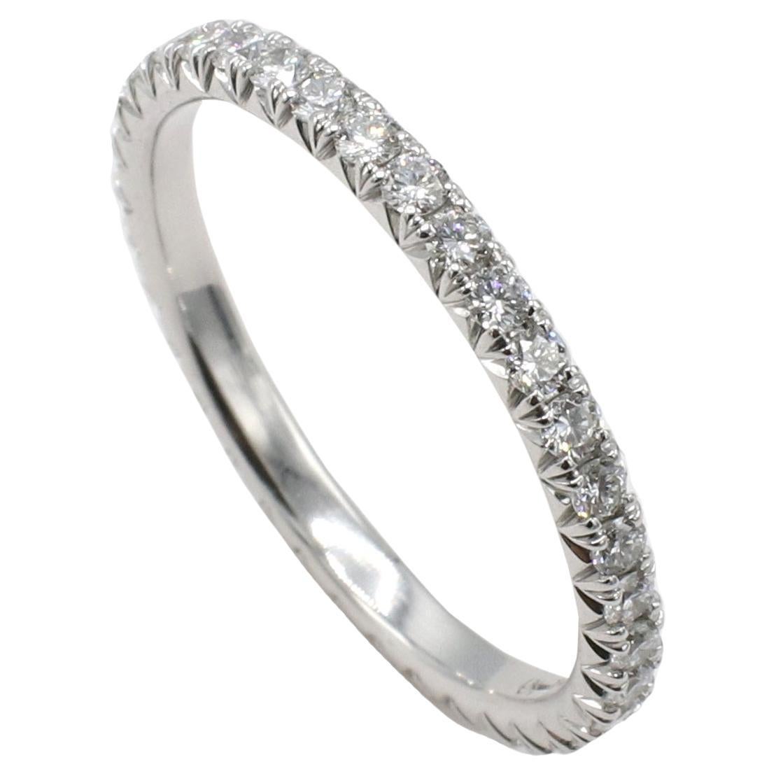 Bague d'éternité en platine avec diamant rond naturel de 0,42 carat 