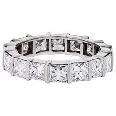 Platinum 4.20 Carat Princess Cut Diamond Eternity Band