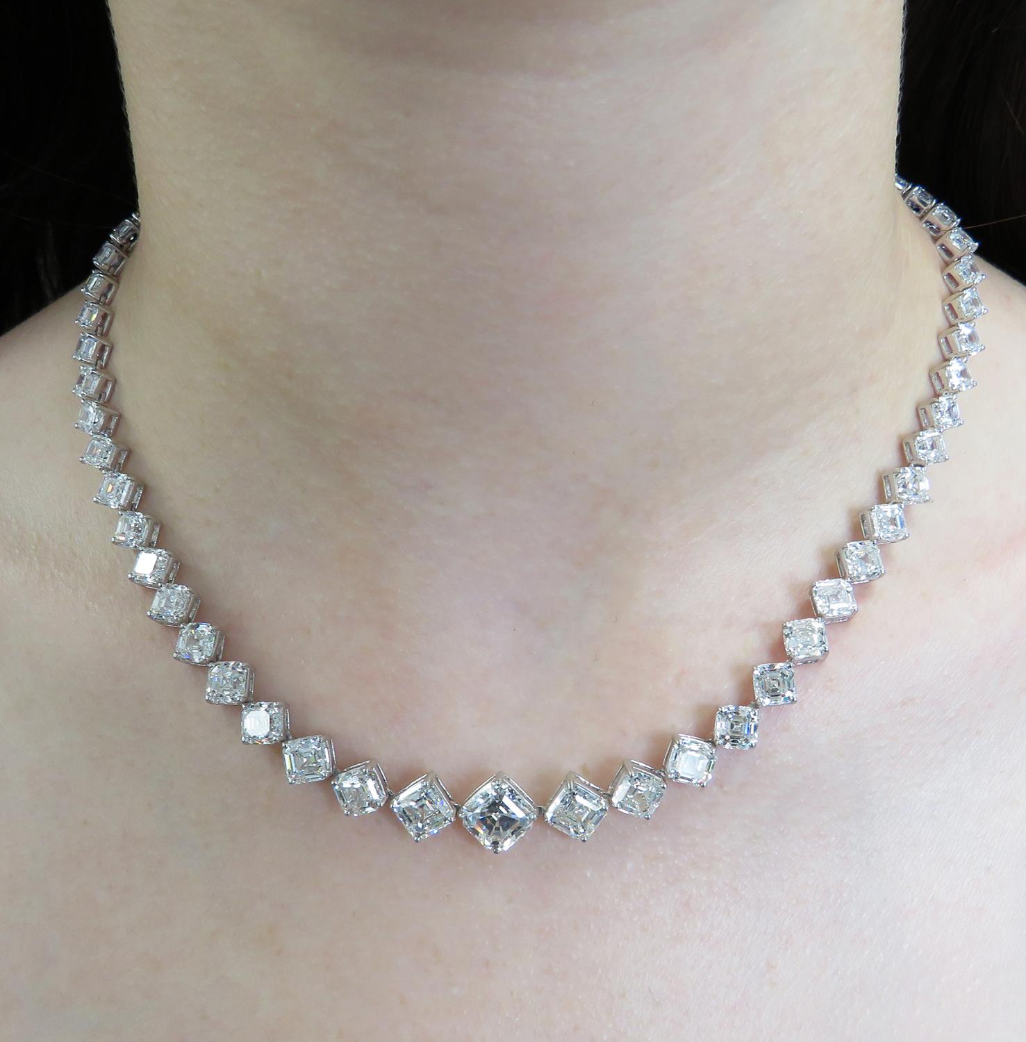 asscher cut diamond necklace