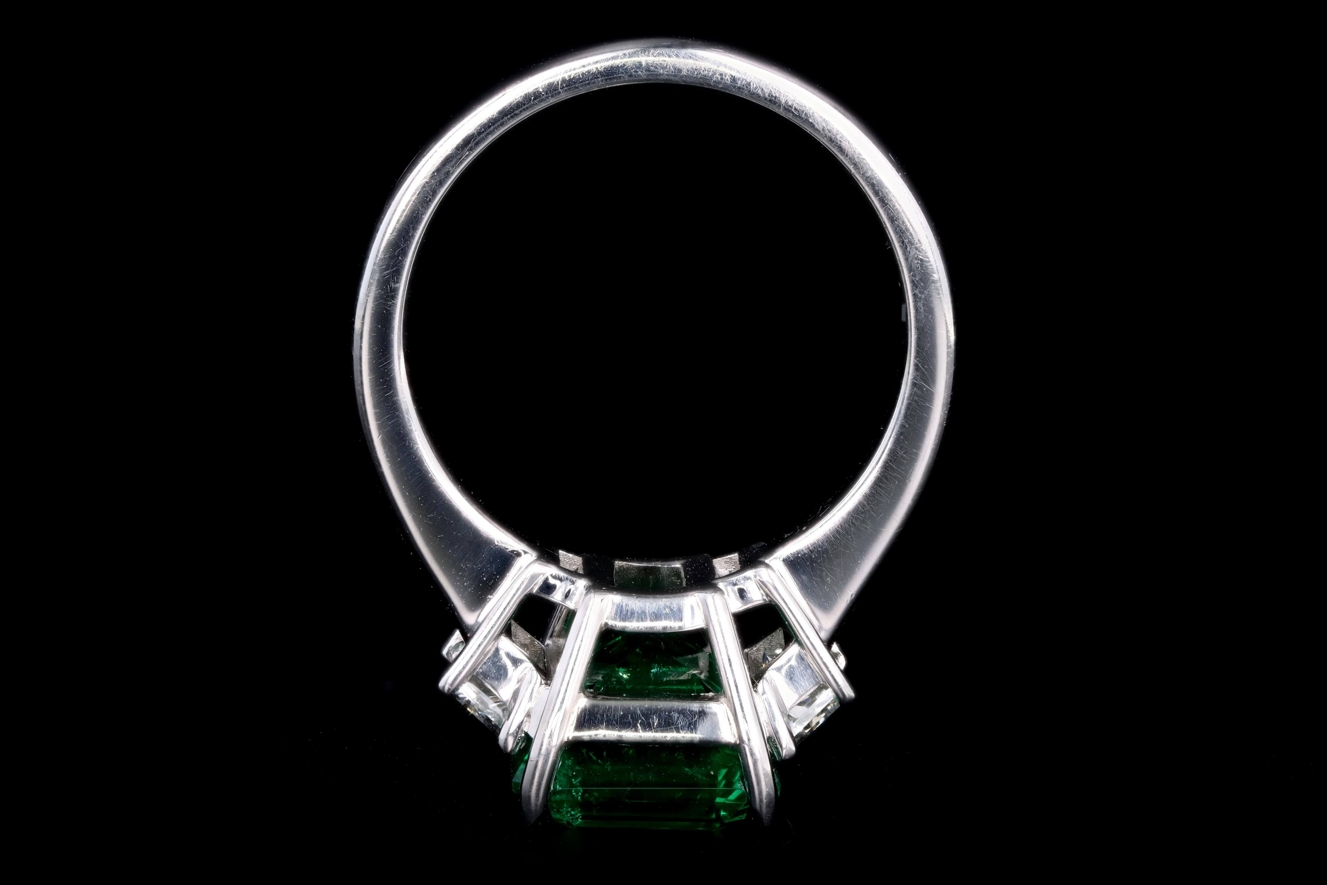 Platinum 4.26 Carat Natural Colombian Emerald and Diamond Ring 1