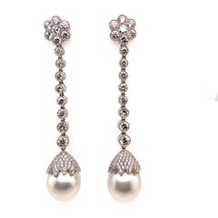 Sophia D. 4.27 Carat Diamond and Pearl Platinum Earrings