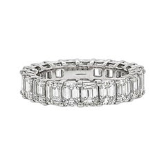 Platin 4.2ctw F VS1 Smaragdschliff Diamant Ewigkeit Jahrestag Hochzeit Band