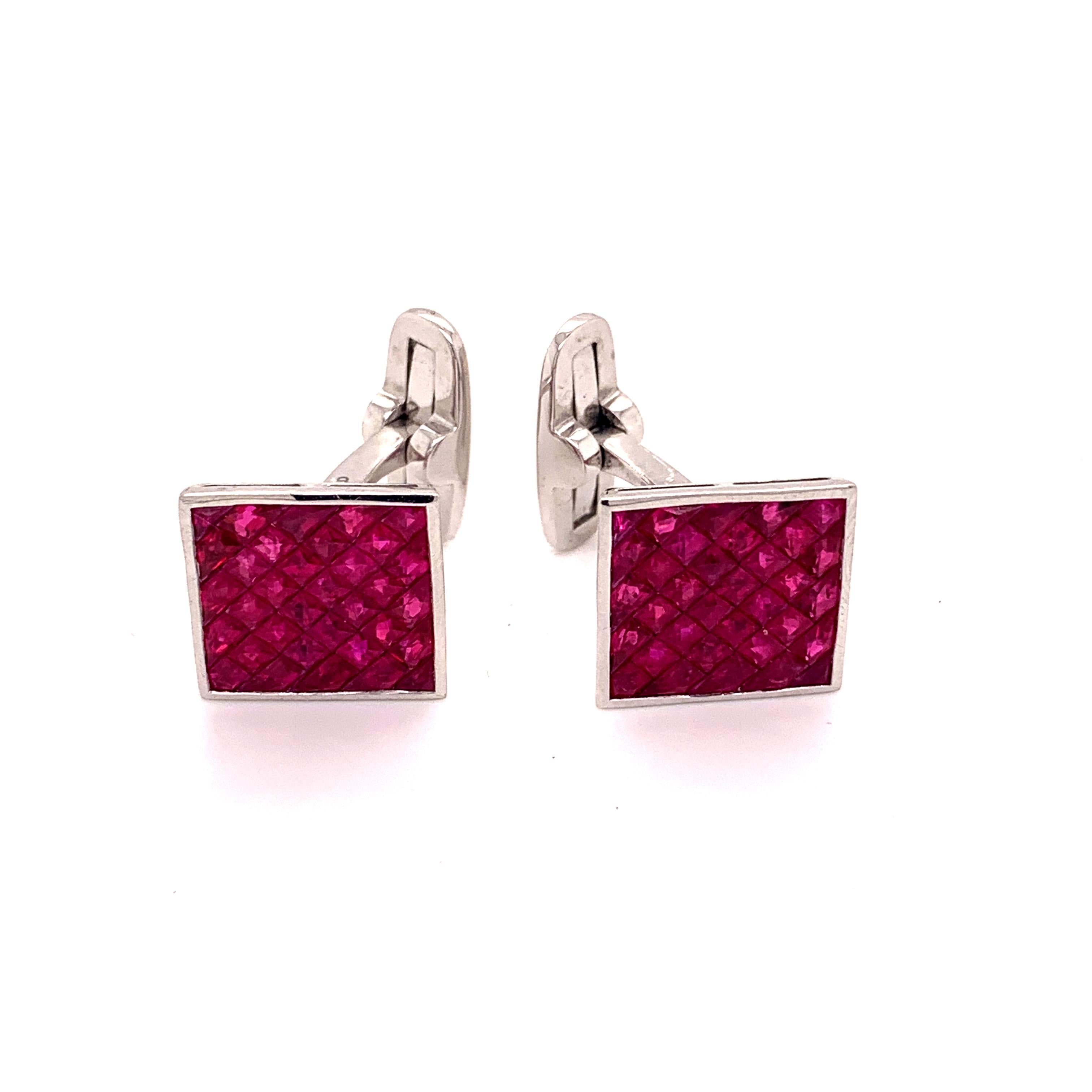 Sophia D. 4.34 Carat Ruby Cufflinks in Platinum In New Condition For Sale In New York, NY