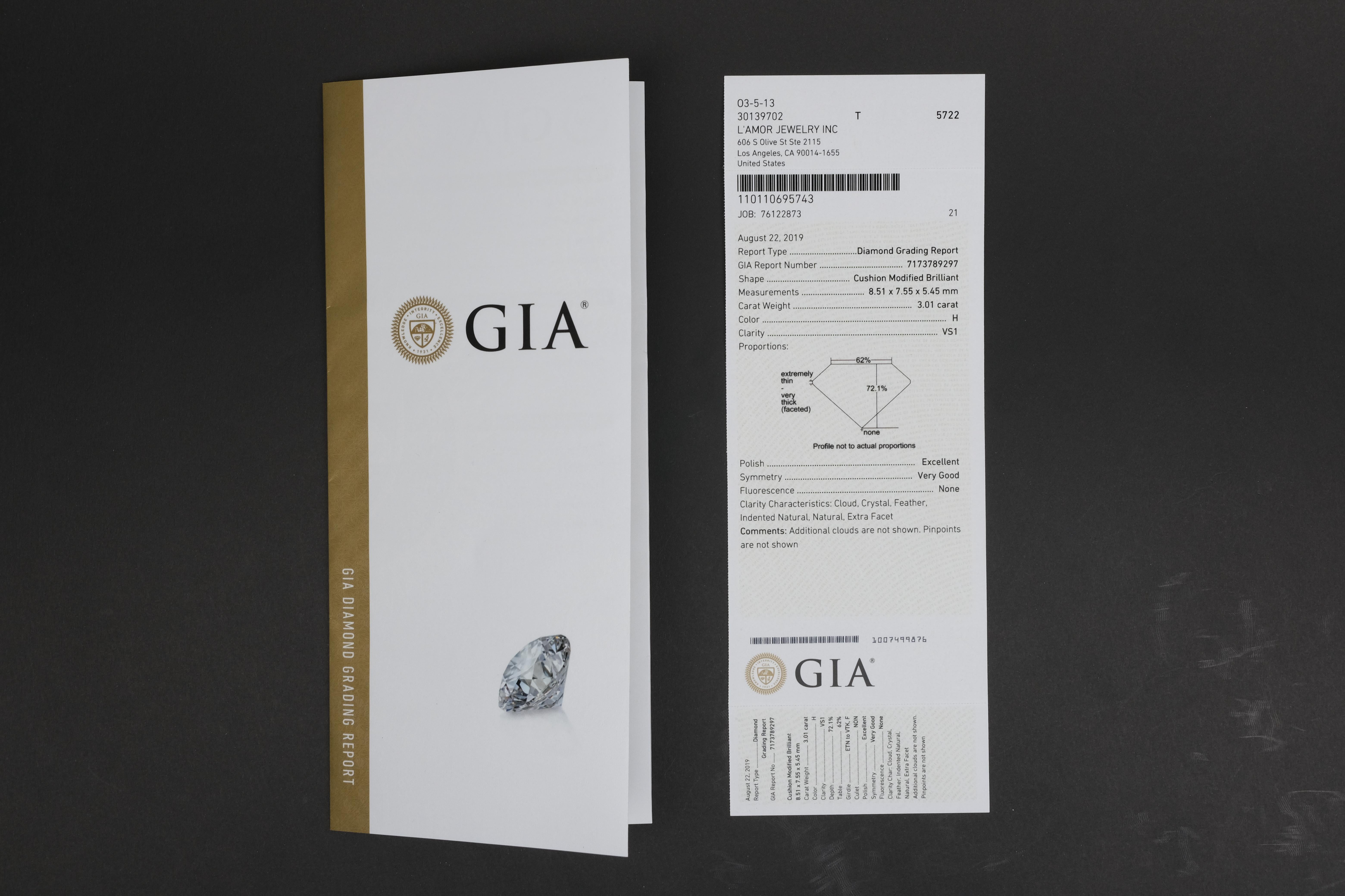 Platinum 4.46 Carat Diamond Ring with GIA Report In Good Condition For Sale In Bradford, Ontario