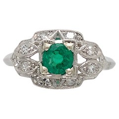 Platinum .44ct Emerald & Diamond Ring size 8.25
