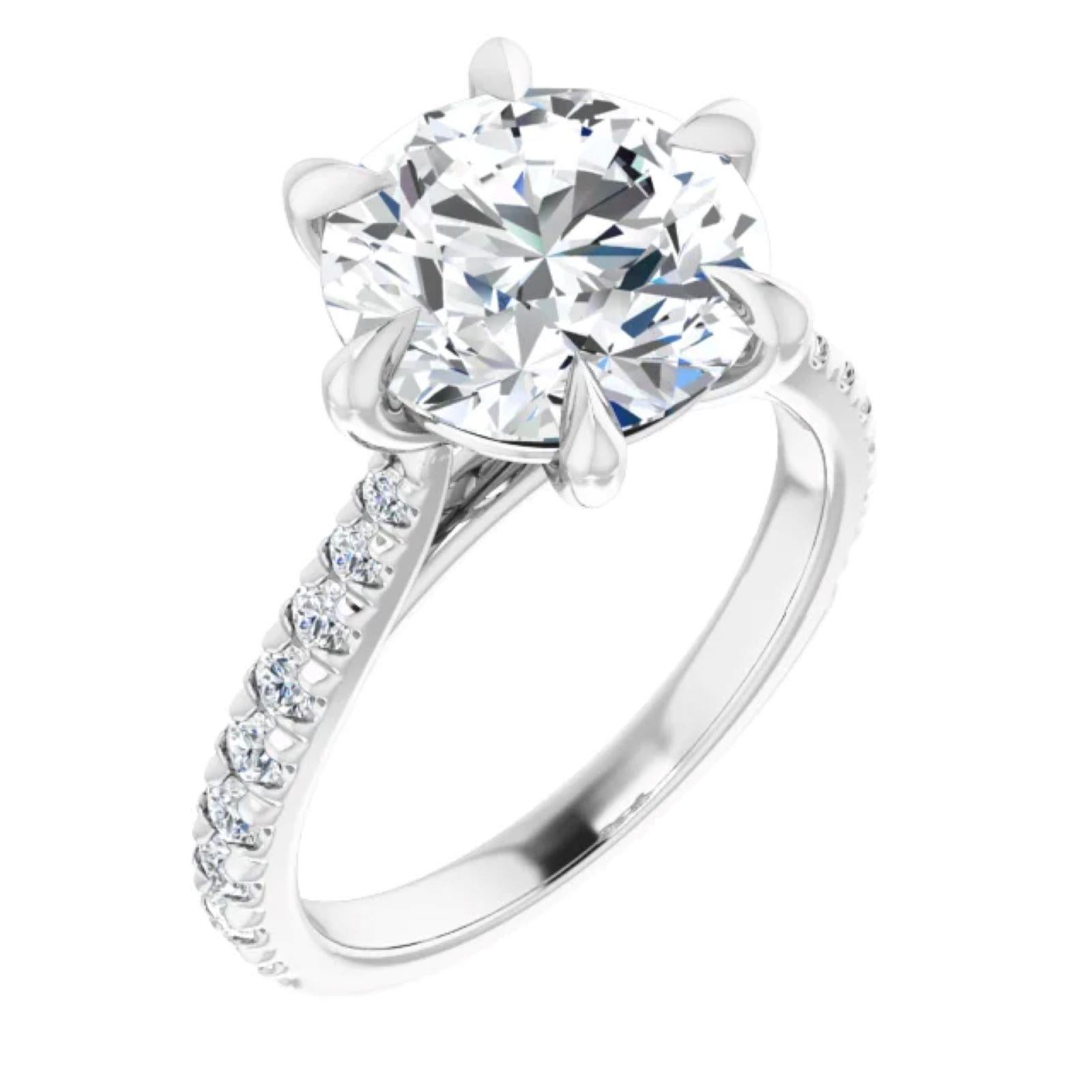 Modern 4 carat Round Engagement Ring Mounting For Sale