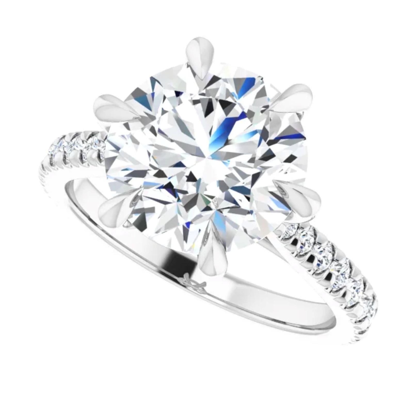 Round Cut 4 carat Round Engagement Ring Mounting For Sale