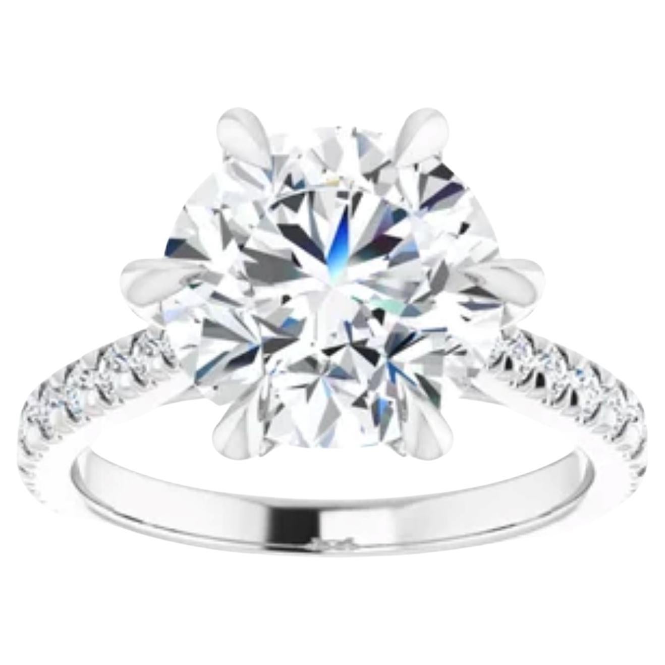 4 carat Round Engagement Ring Mounting For Sale