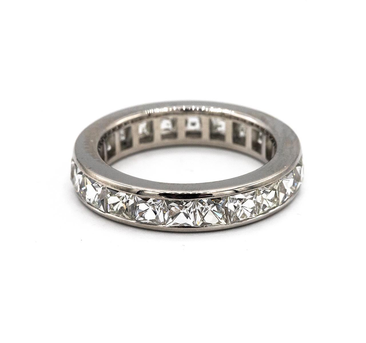 Modern Platinum 4.50 Carat Channel Set Swiss Cut Diamond Eternity Band