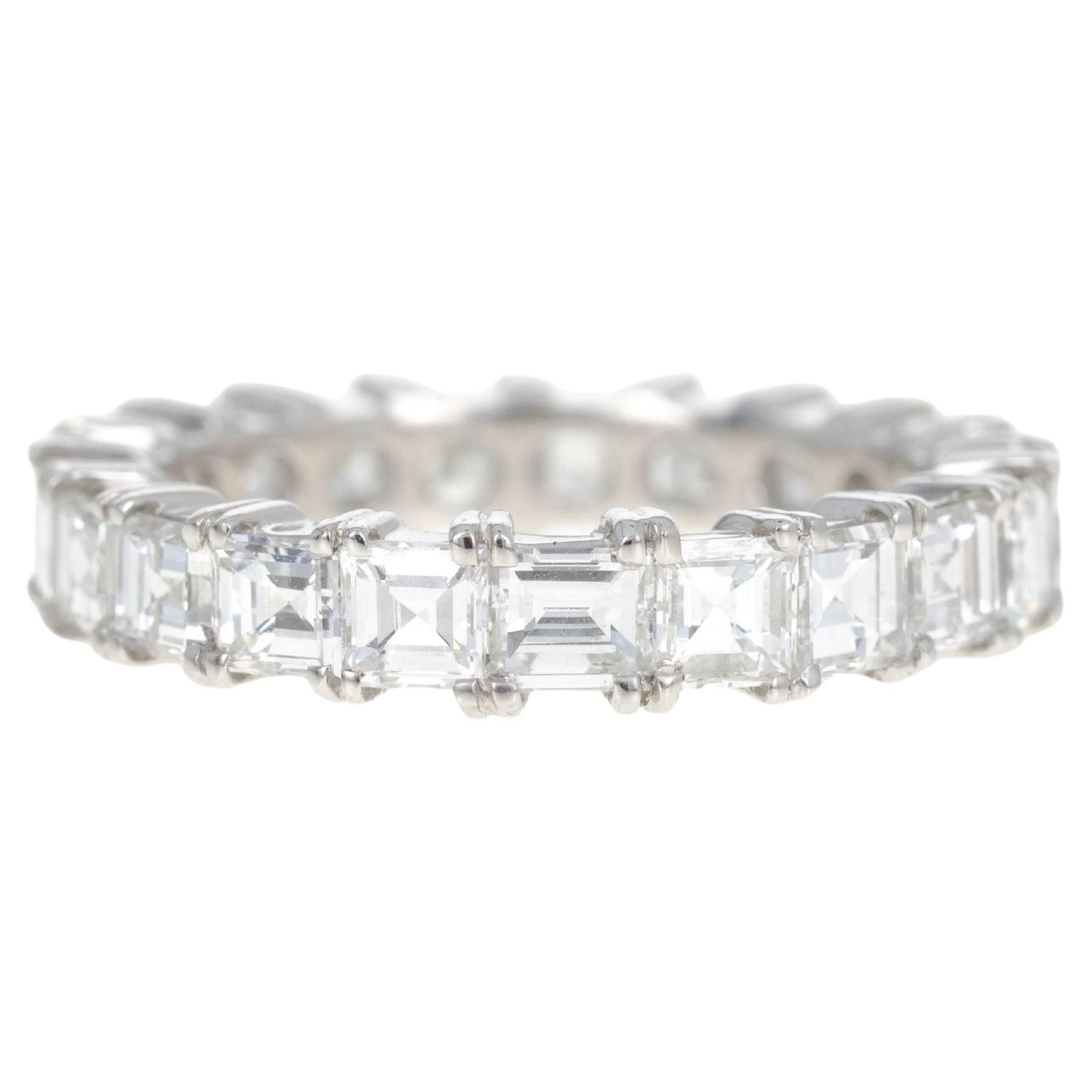 Platinum 4.51 Carat Asscher Cut Diamond Eternity Band