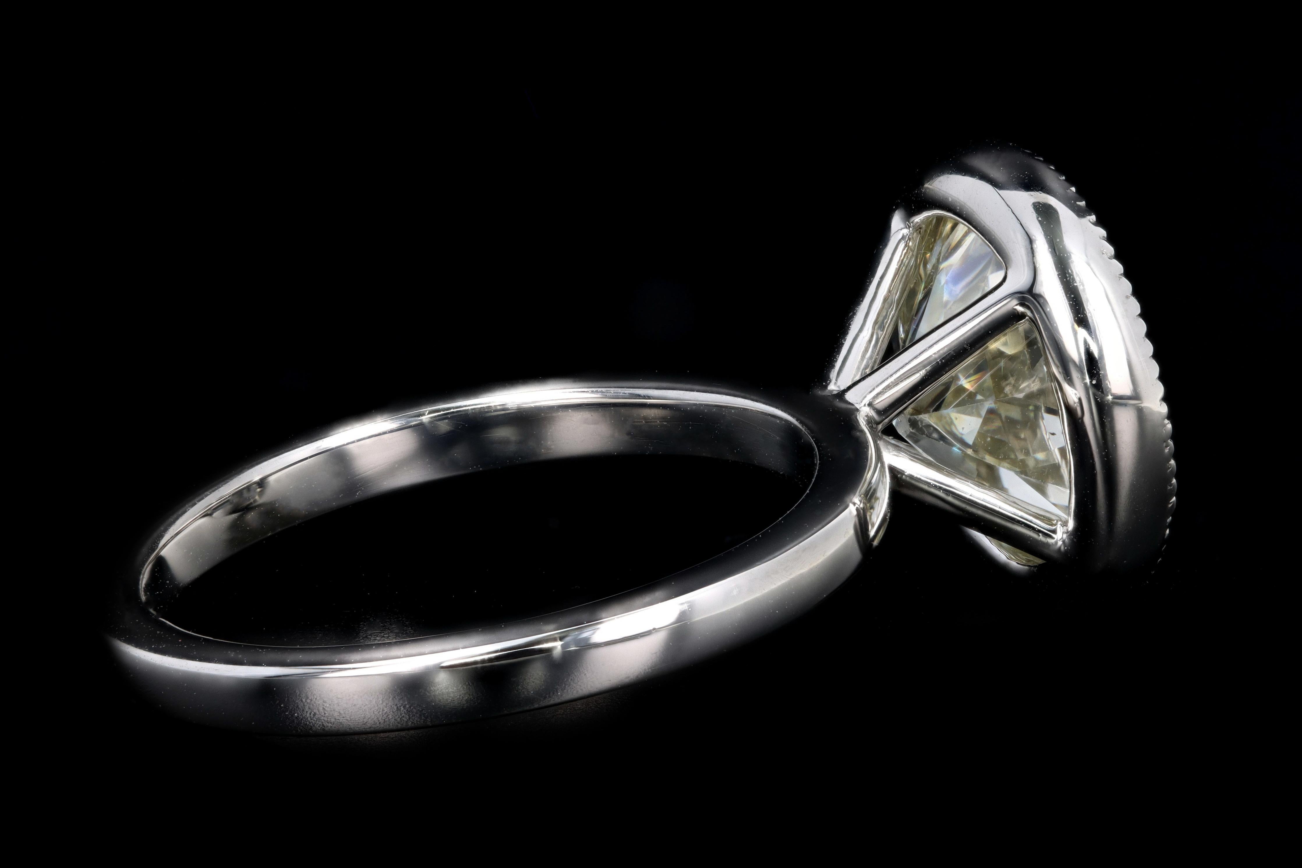 Old European Cut Platinum 4.52 Carat Old European Diamond Bezel Engagement Ring