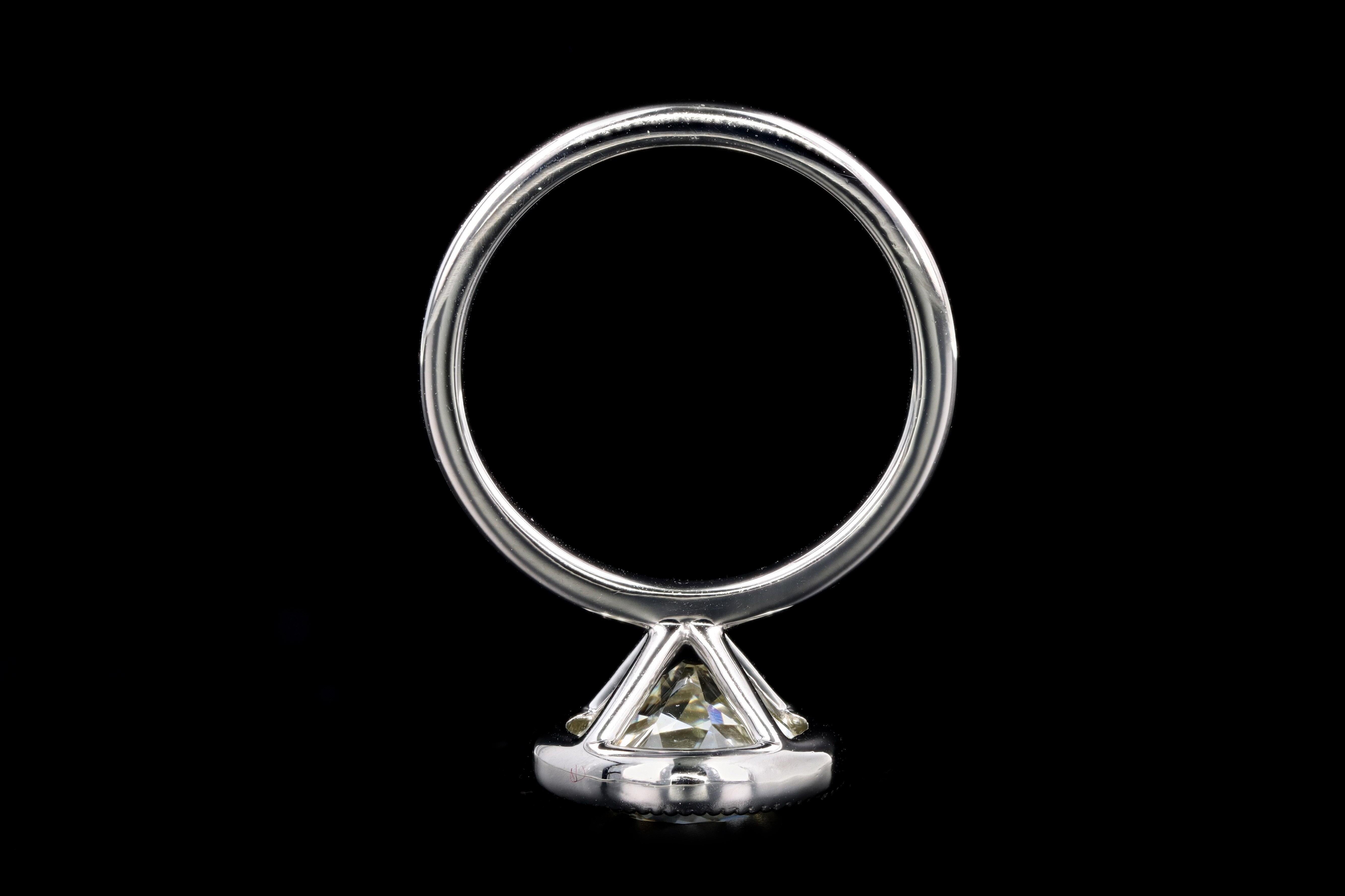Women's Platinum 4.52 Carat Old European Diamond Bezel Engagement Ring