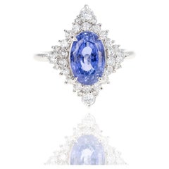 Platinum 4.53 Carat Natural Madagascar No Heat Sapphire Diamond Halo Ring