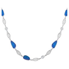 Platinum 4.60ct Diamond and Opal Necklace MF22-012326