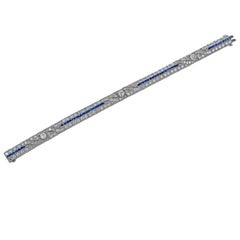 Platinum 4.63 Carat Diamond and Sapphire Bracelet