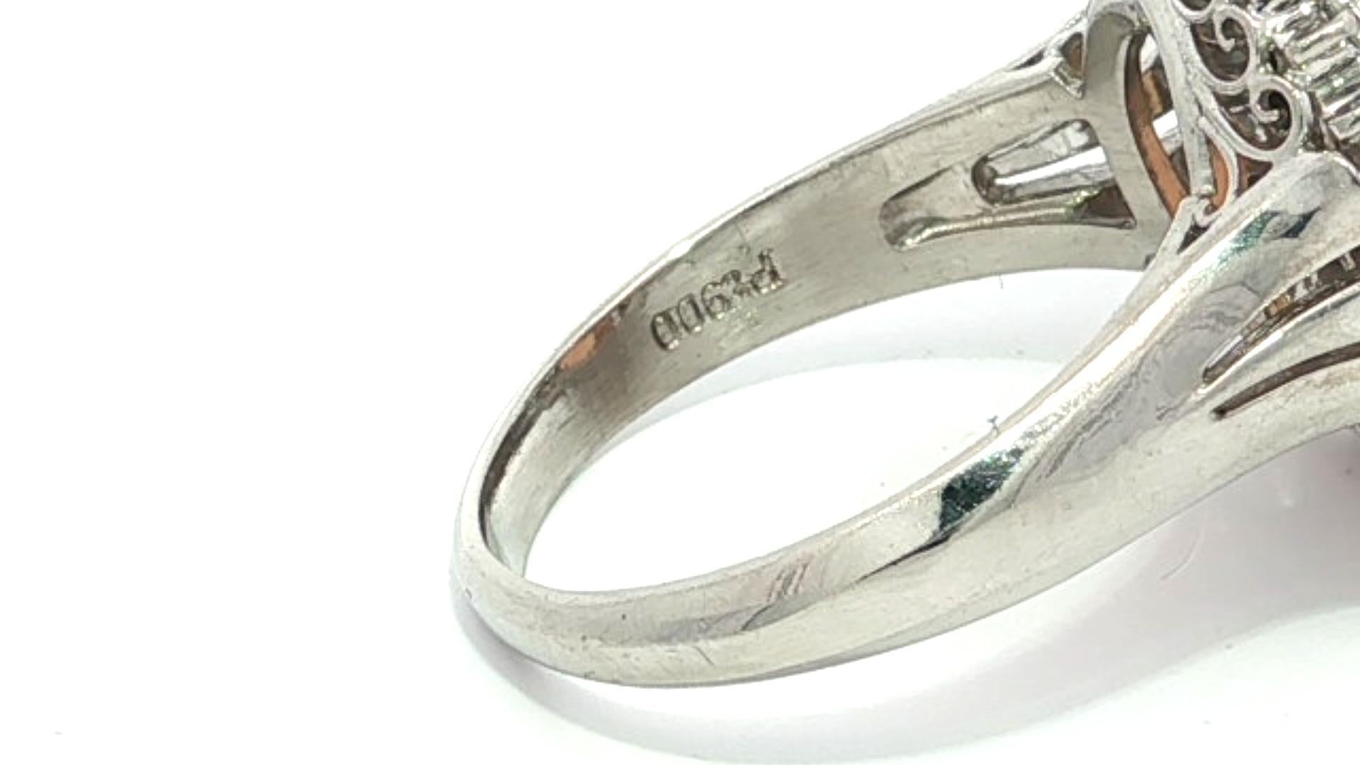 Platin 4,64ctw große ovale Cabochon bunte Opal w / Diamant Ballerina Ring im Angebot 8