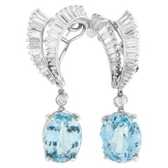 Platinum 4.70ct Diamond and Aquamarine Earrings MF41-012926