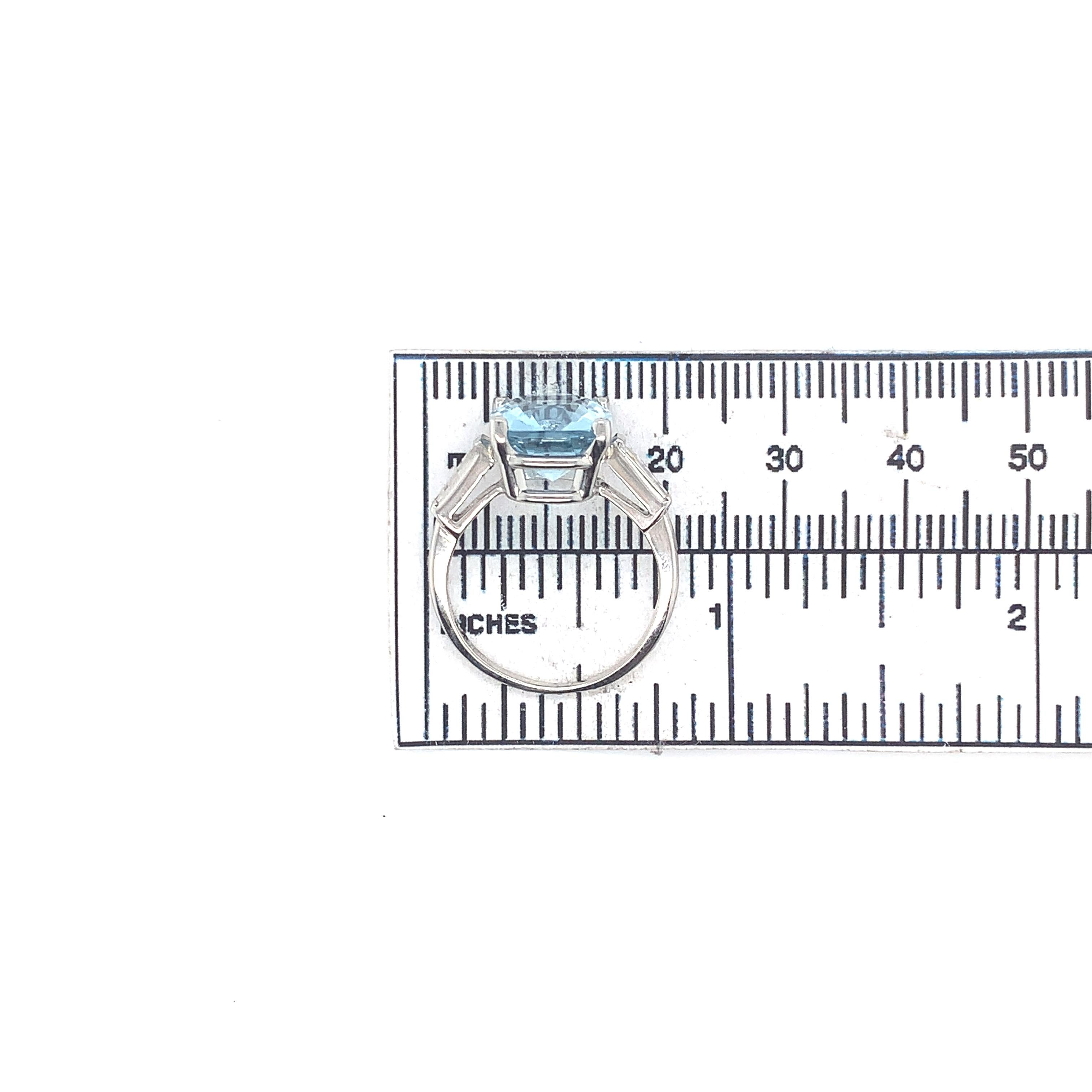 Platinum 4.71 carat Aquamarine and Diamond Ring 4