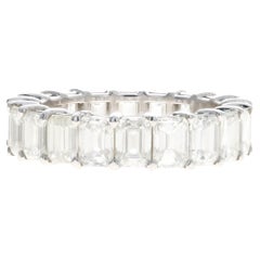 Platinum 4.72 Carat Total Weight Emerald Cut Diamond Eternity Wedding Band