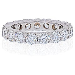 Platinum 4.75 Carat Round Diamond Shared Prong Eternity Band Platinum 4.75 Carat Round Diamond Shared Prong Eternity Band