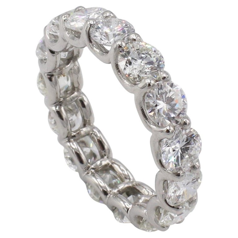 Platinum 4.88 Carat Round Natural Diamond Eternity Band Ring For Sale at  1stDibs