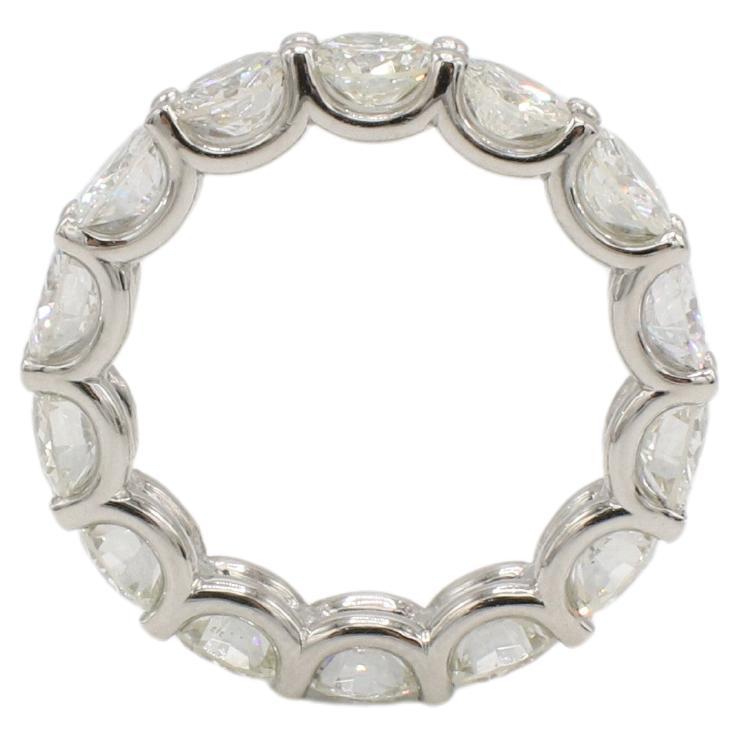 Modern Platinum 4.88 Carat Round Natural Diamond Eternity Band Ring