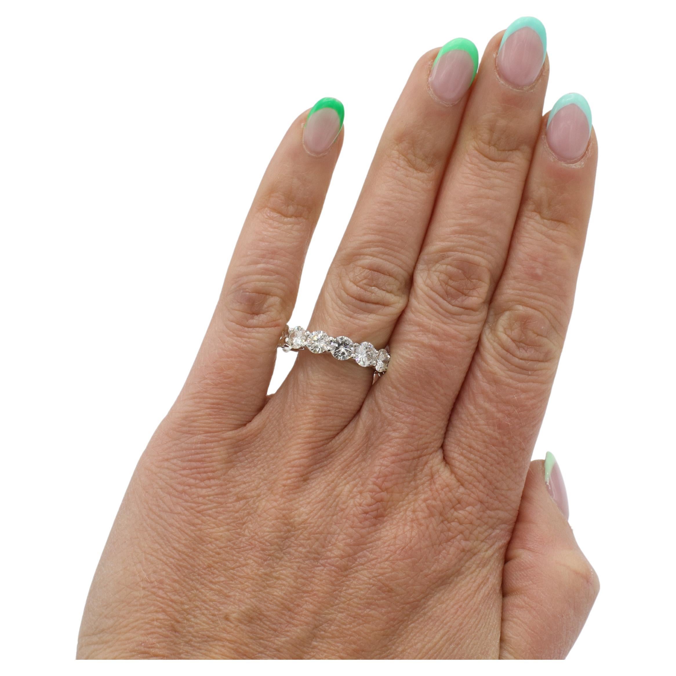 Round Cut Platinum 4.88 Carat Round Natural Diamond Eternity Band Ring