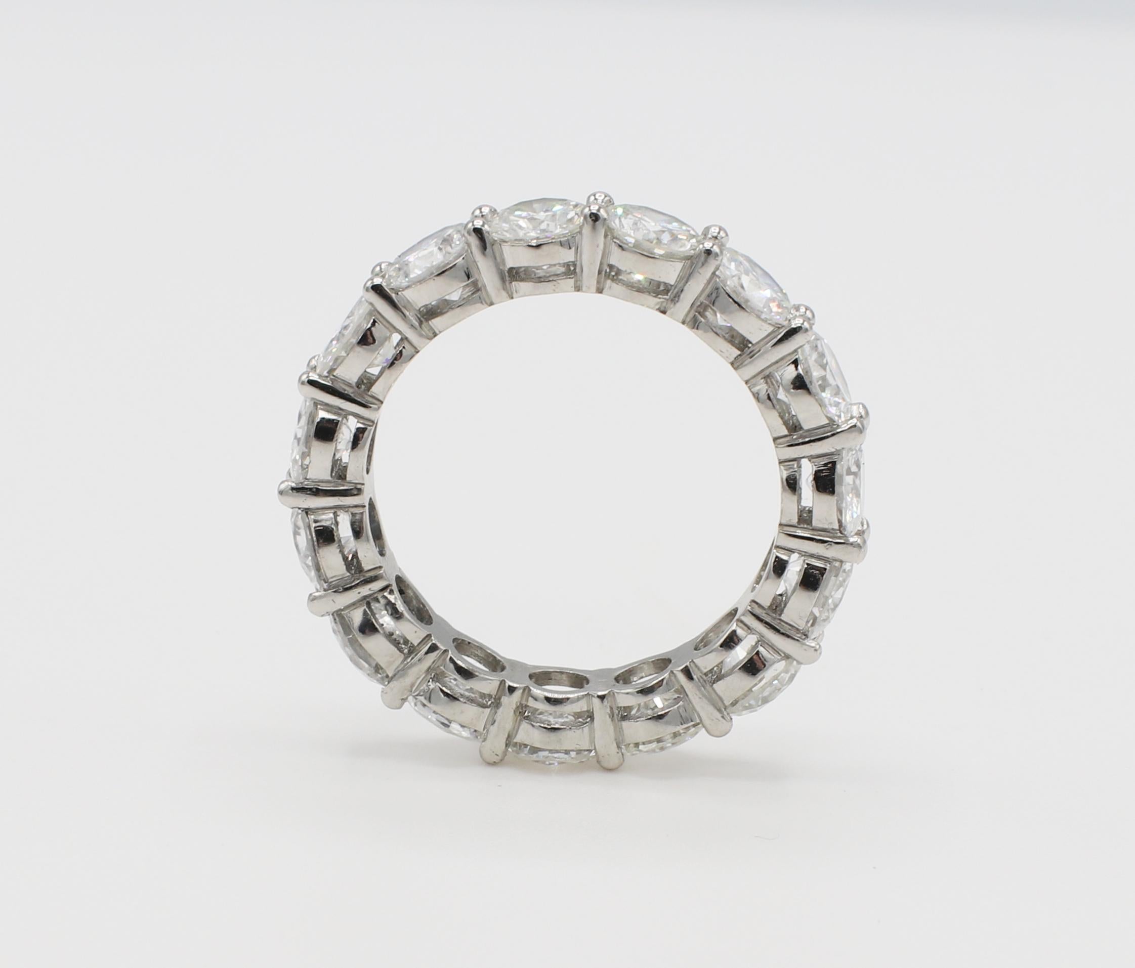 Round Cut Platinum 4.89 Carat Round Diamond Eternity Band Ring 