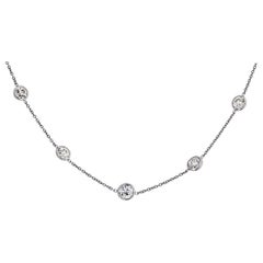Platinum 5 Carat Round Cut Diamonds by the Yard Necklace