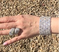 Platinum 5-Row Diamond Emerald Cut Diamond Bracelet