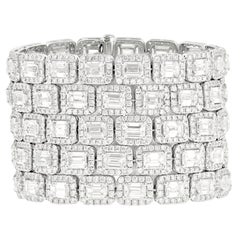 Pulsera de platino con 5 filas de diamantes talla esmeralda