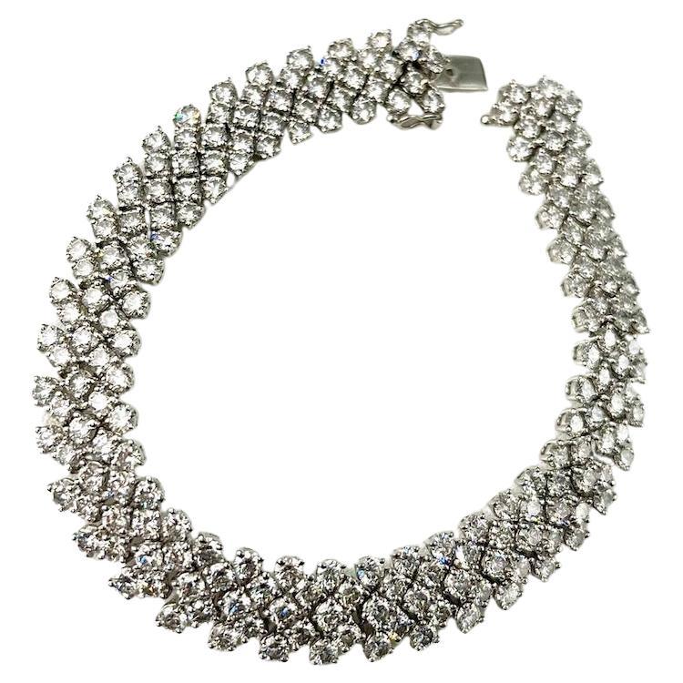 Platinum 5 Row Flexible 15.96Cttw Tennis Bracelet