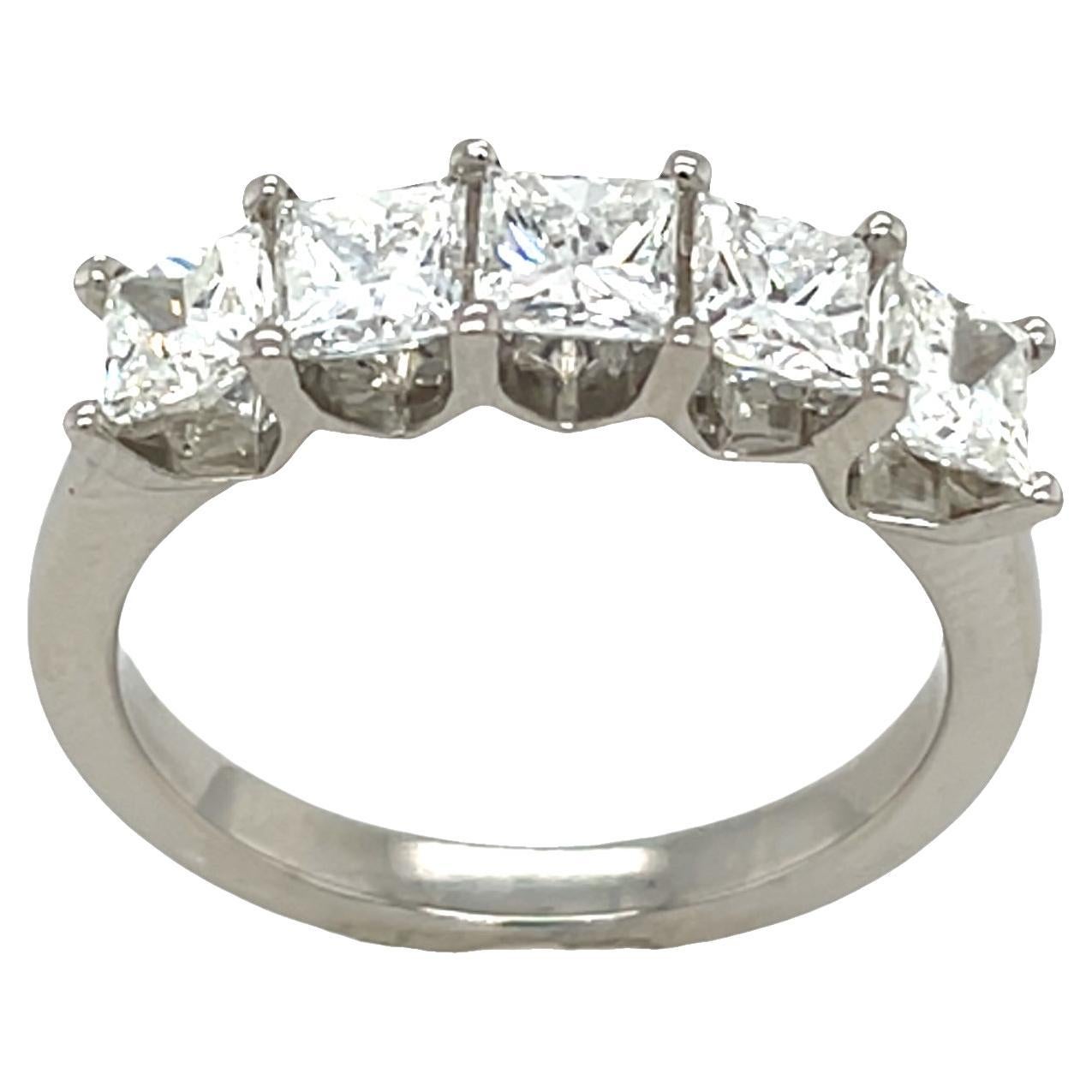 Platinum 5-Stone Diamond Ring, Set With 1.45ct Natural Diamonds