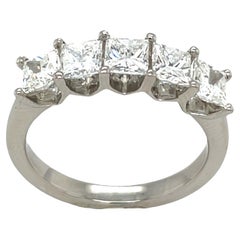 Platinum 5-Stone Diamond Ring, Set With 1.45ct Natural Diamonds
