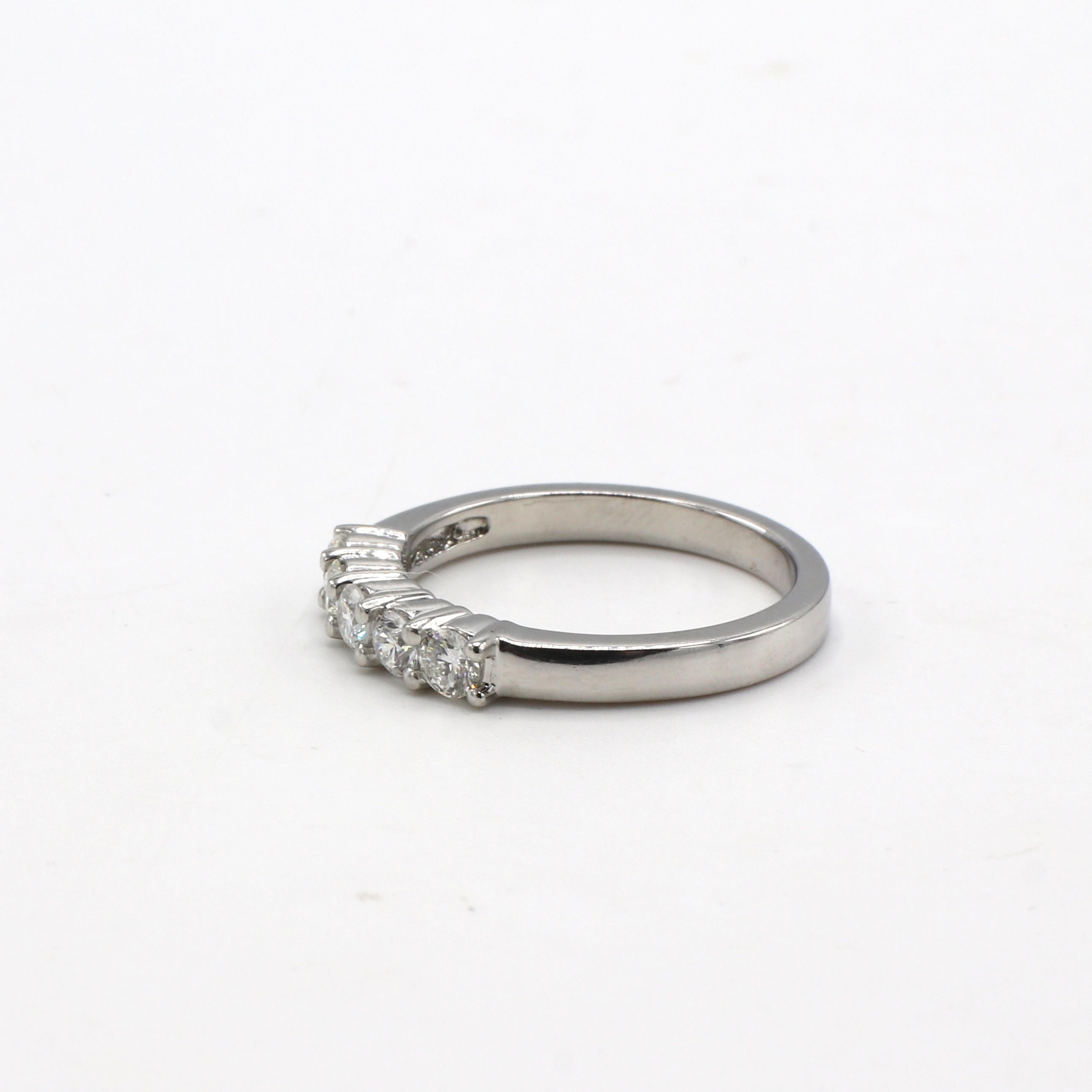 Modern Platinum .50 Carat 5 Stone Diamond Wedding Band Ring 