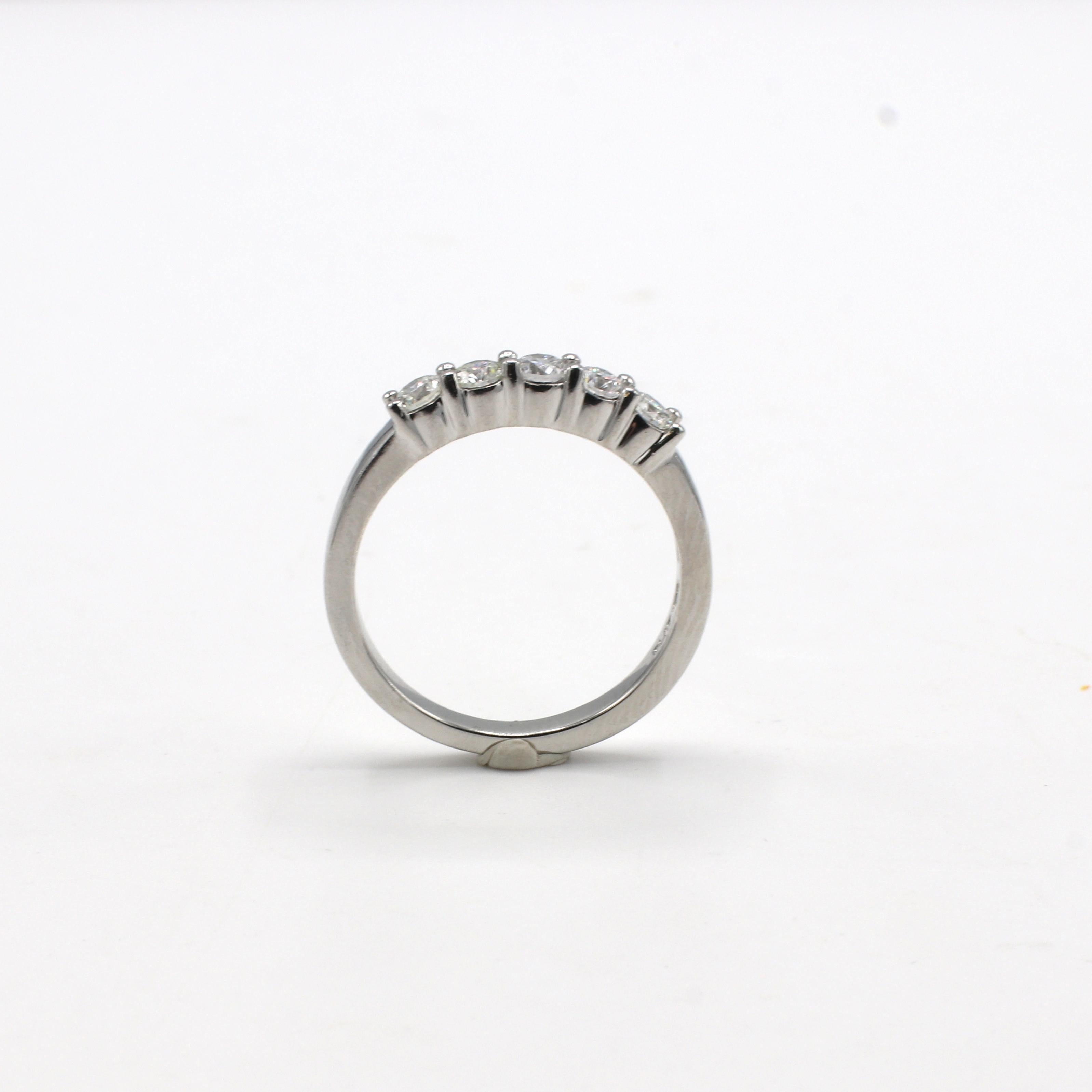 Round Cut Platinum .50 Carat 5 Stone Diamond Wedding Band Ring 