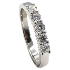Platinum .50 Carat 5 Stone Diamond Wedding Band Ring 