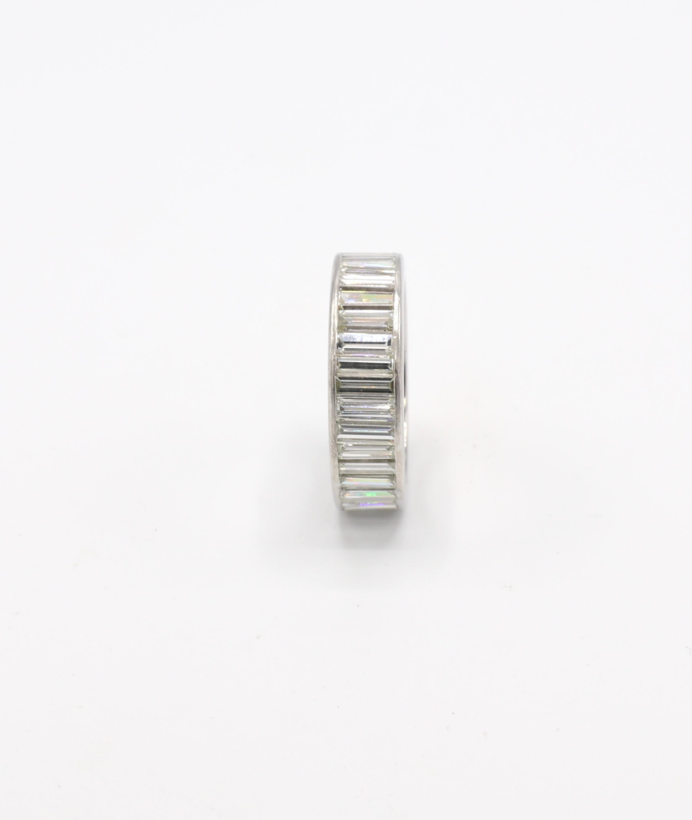 Platinum 5.00 Carat Baguette Diamond Eternity Band Ring In Good Condition In  Baltimore, MD