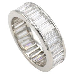 Vintage Platinum 5.00 Carat Baguette Diamond Eternity Band Ring