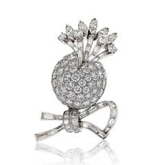 Platinum 5.00 Carats Estate Diamond Brooch