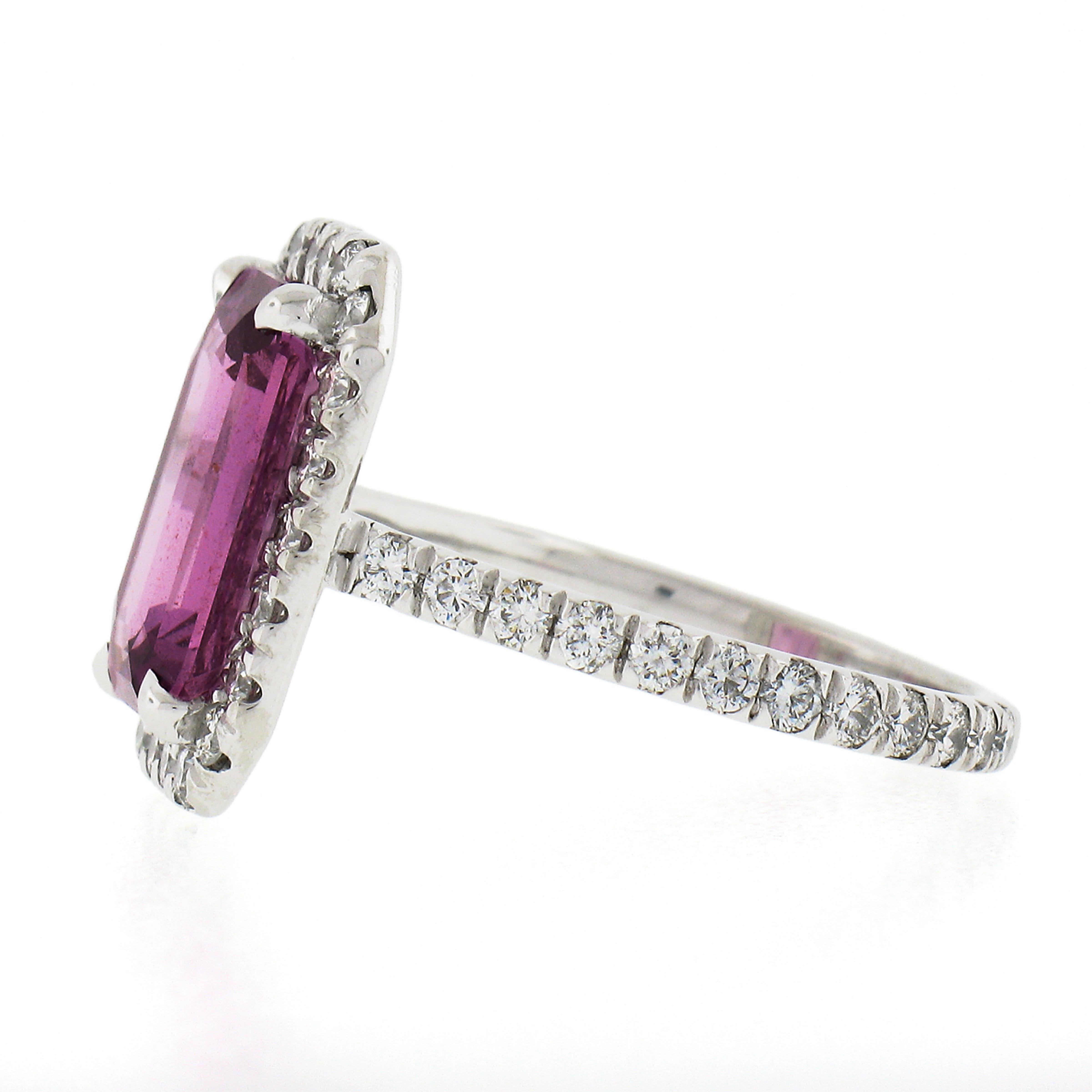 Platinum 5.01ct GIA No Heat Pink Sapphire Solitaire Diamond Halo Engagement Ring 1