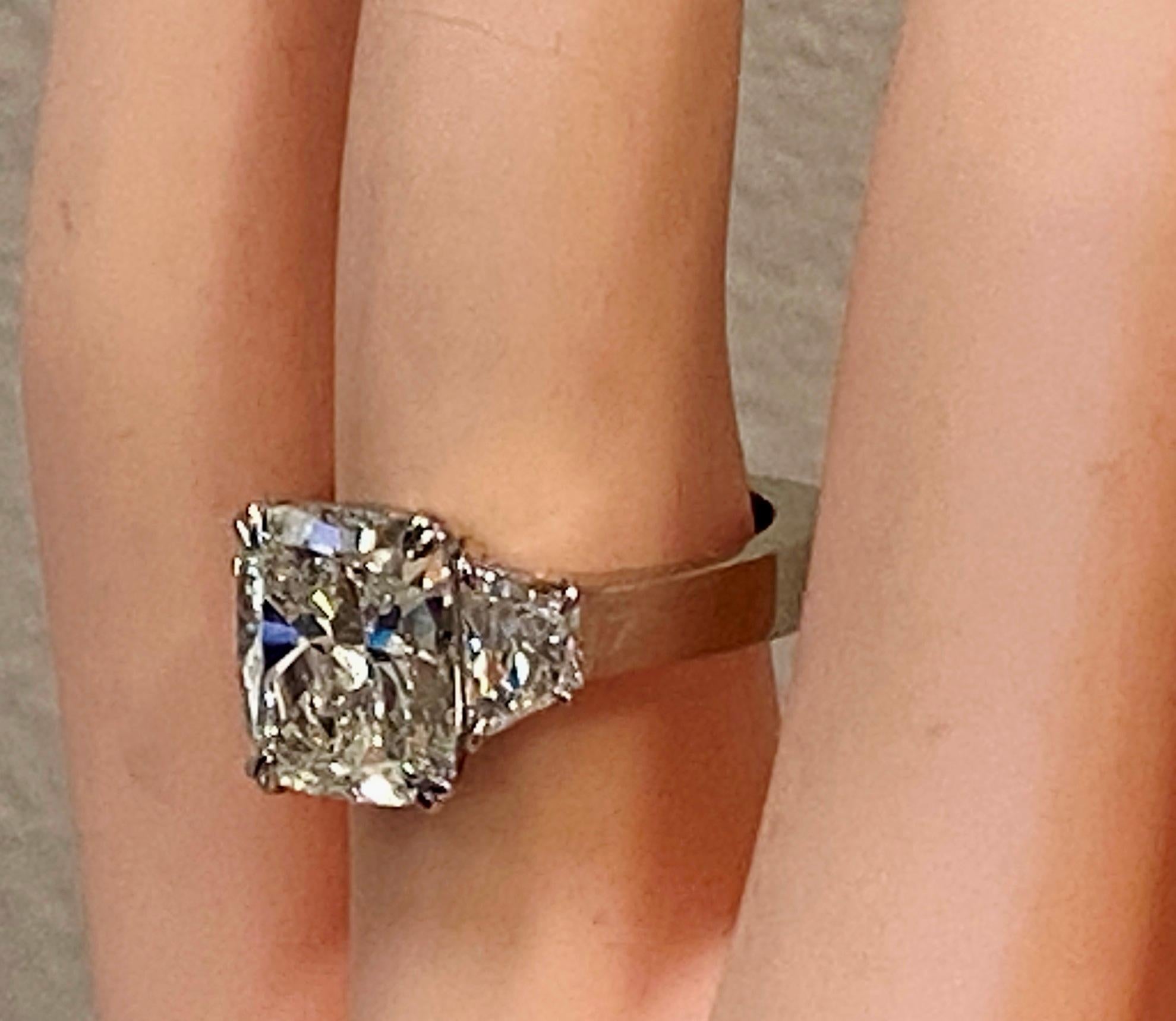 Platinum 5.02 Ct Cushion Cut Diamond Ring, GIA 6