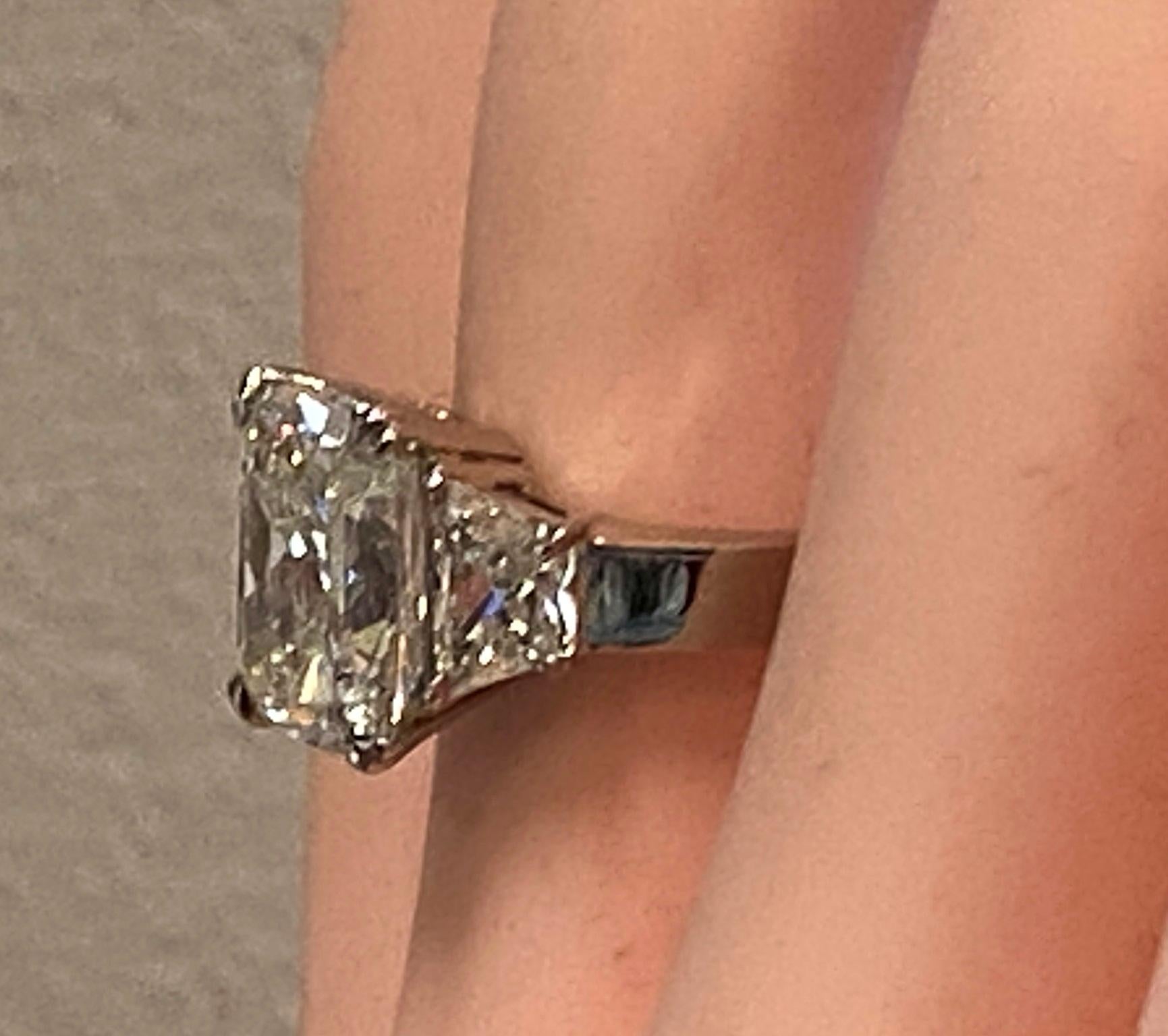 Platinum 5.02 Ct Cushion Cut Diamond Ring, GIA 7