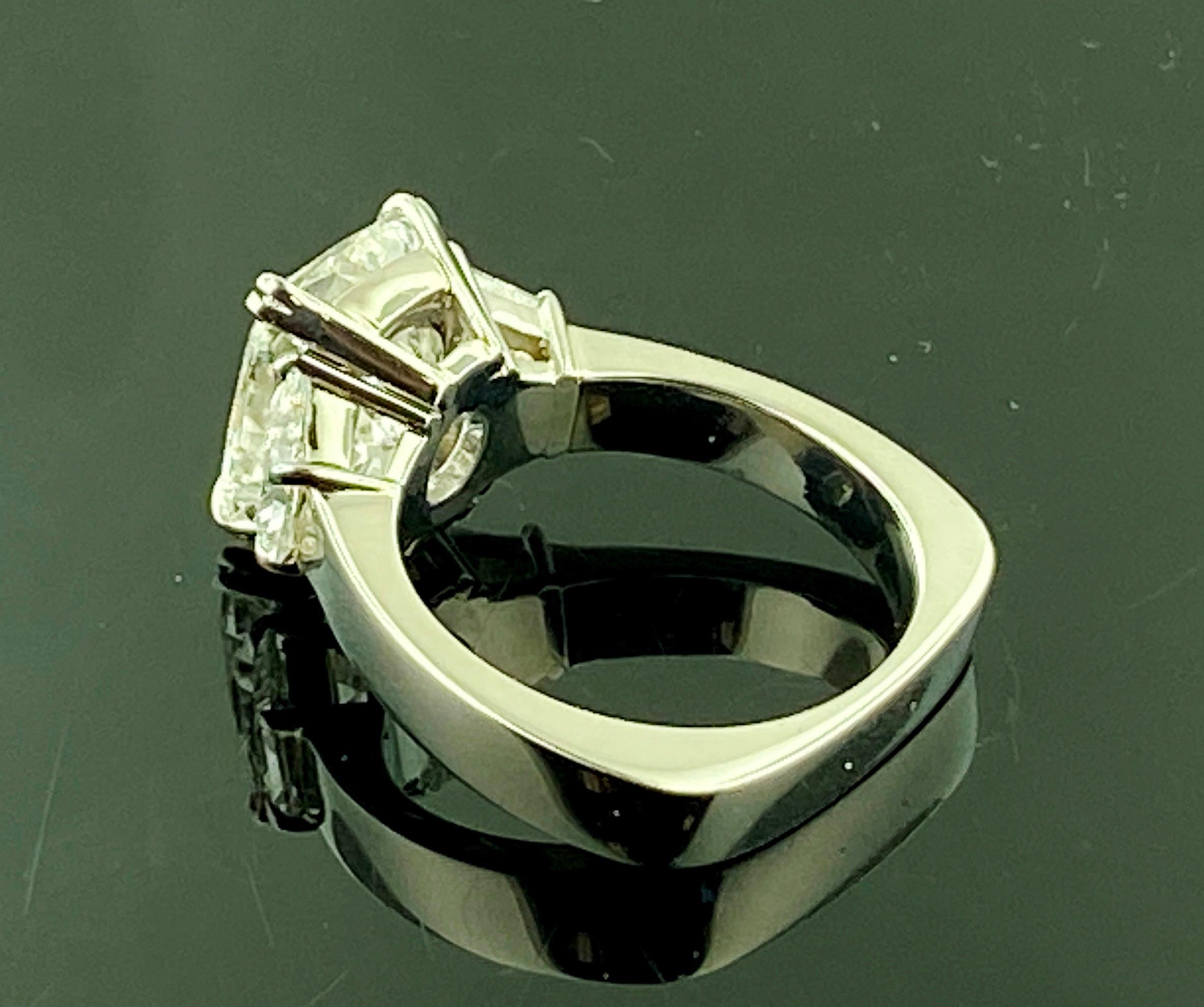 Platinum 5.02 Ct Cushion Cut Diamond Ring, GIA 1