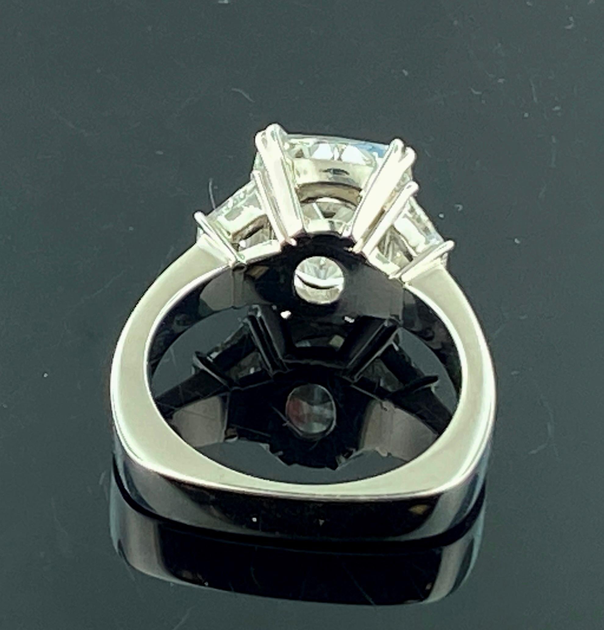 Platinum 5.02 Ct Cushion Cut Diamond Ring, GIA 2