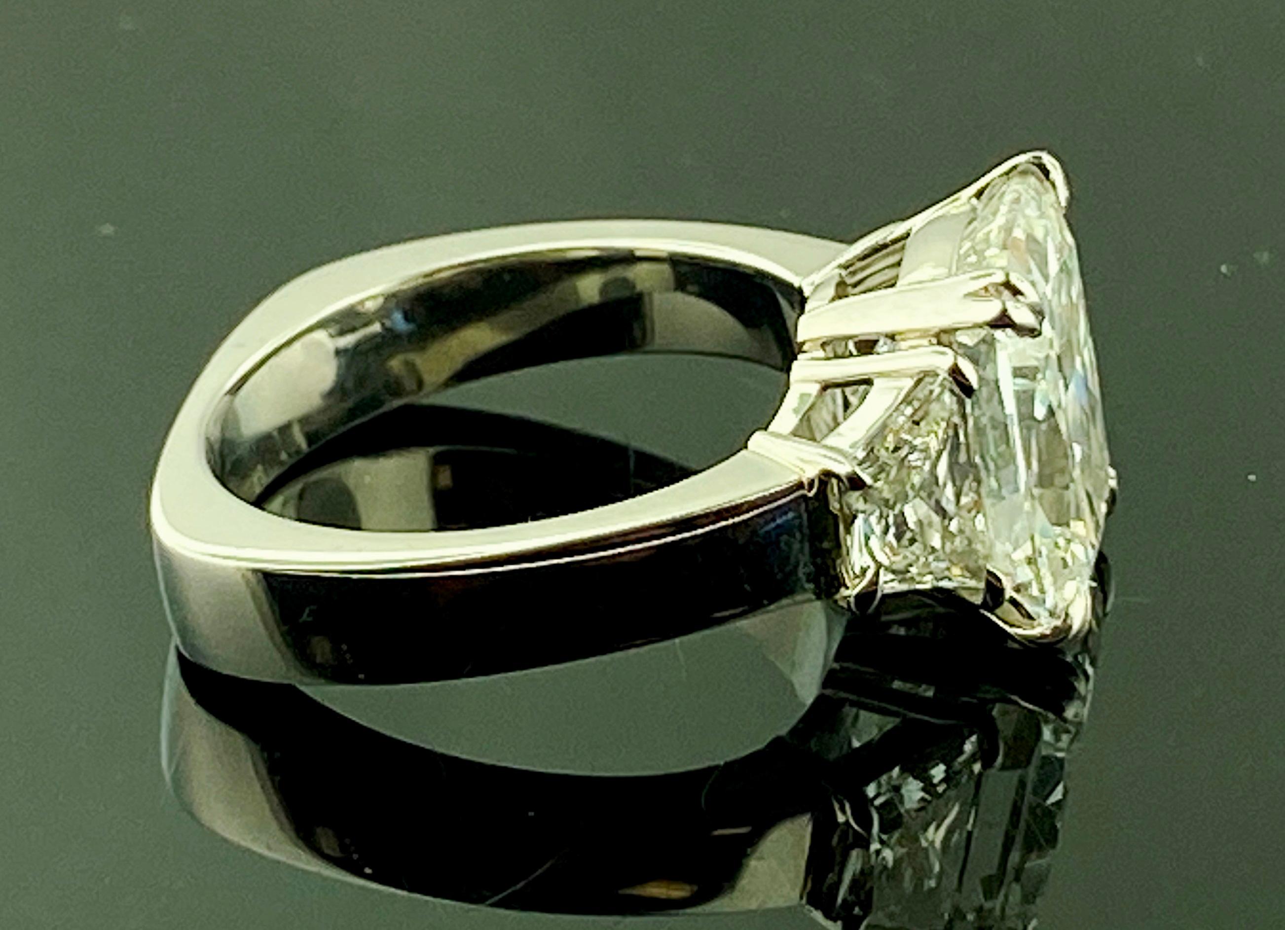 Platinum 5.02 Ct Cushion Cut Diamond Ring, GIA 3