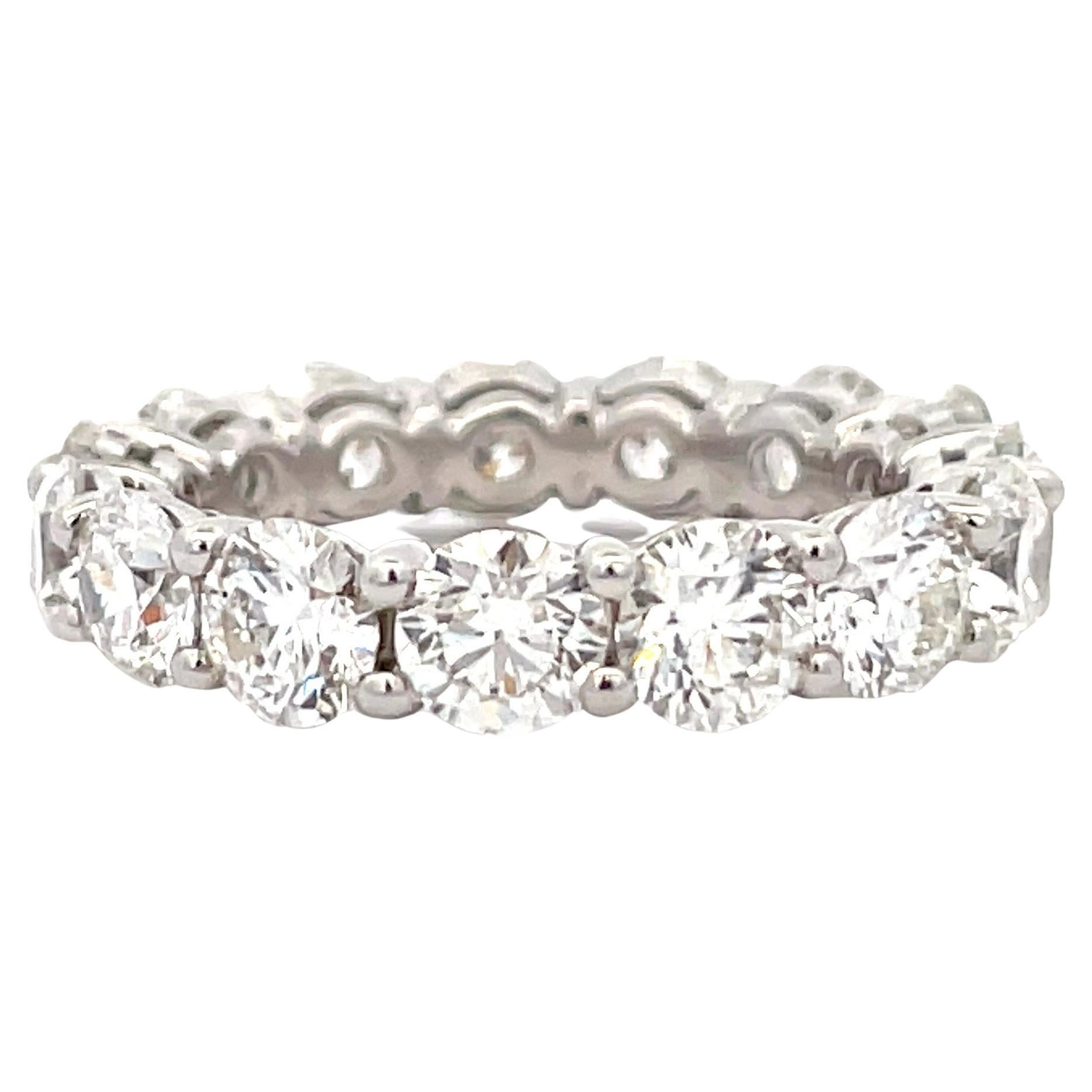 Platinum 5.03 Carats Diamond Eternity Wedding Ring H-I SI1-2 0.33 Points Each