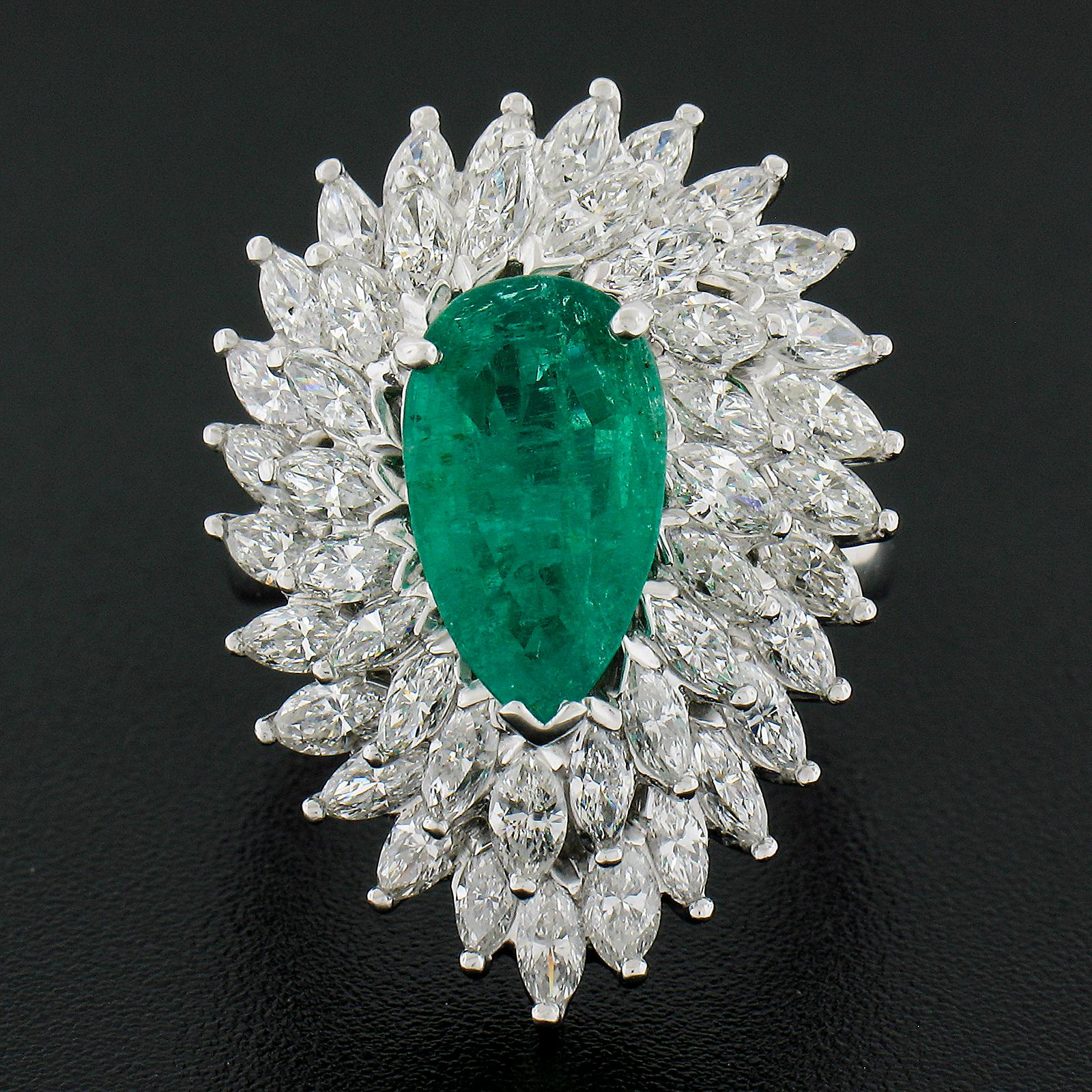 Pear Cut Platinum 5.07ctw Gia Pear Emerald Marquise Diamond Ring Pendant RingDant