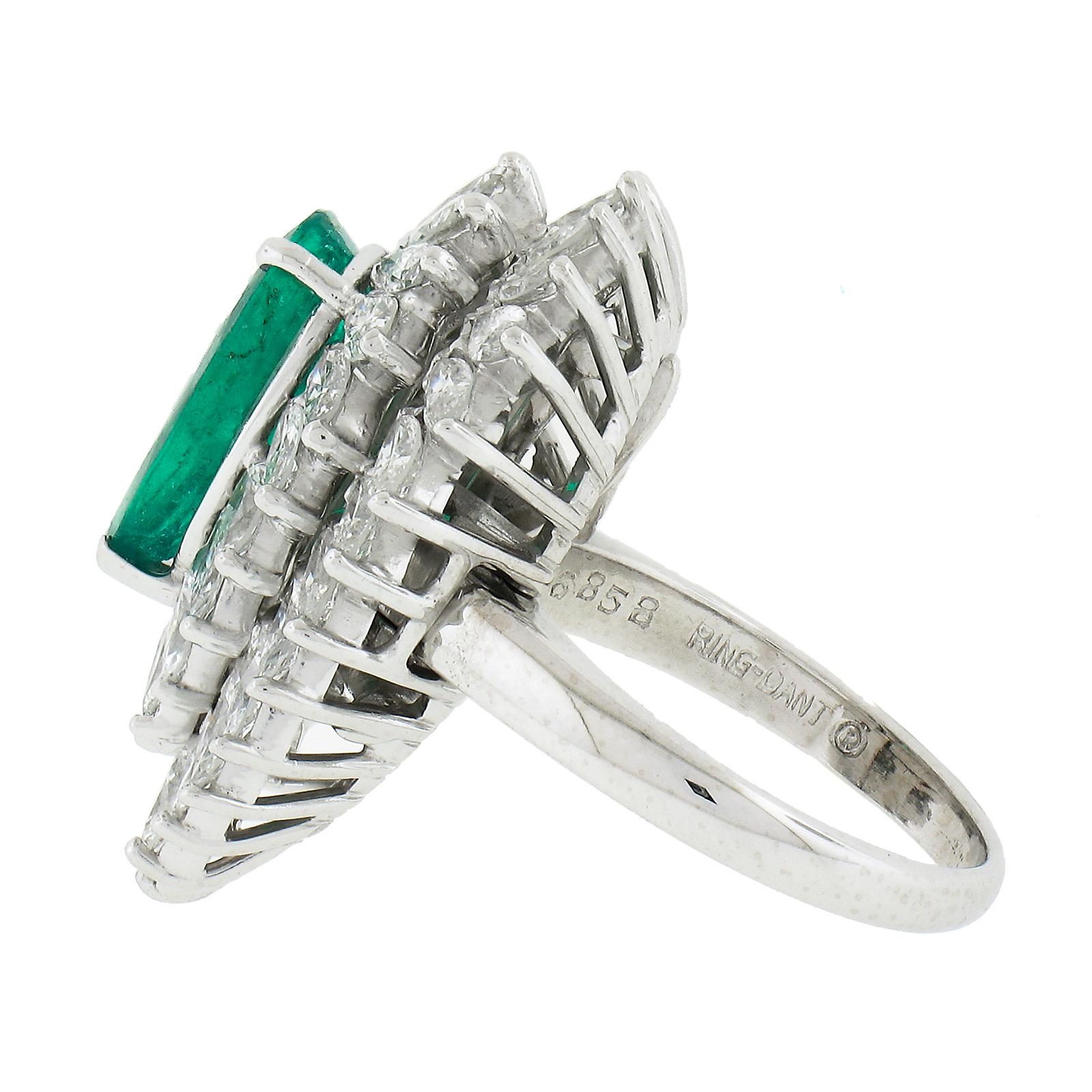 Women's Platinum 5.07ctw Gia Pear Emerald Marquise Diamond Ring Pendant RingDant